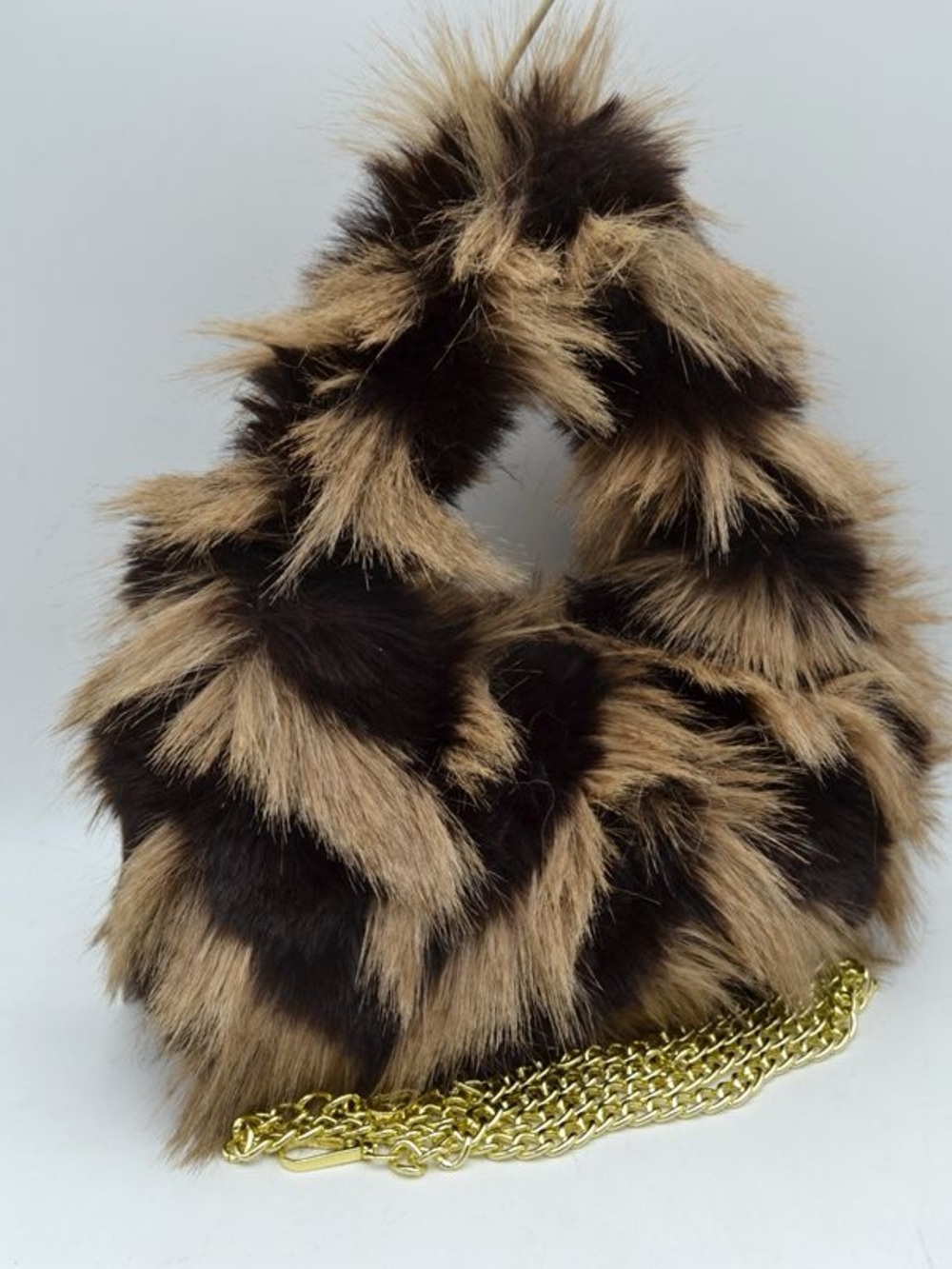 Faux Fur ChainBag in Brown & Black, 1 IN STOCK